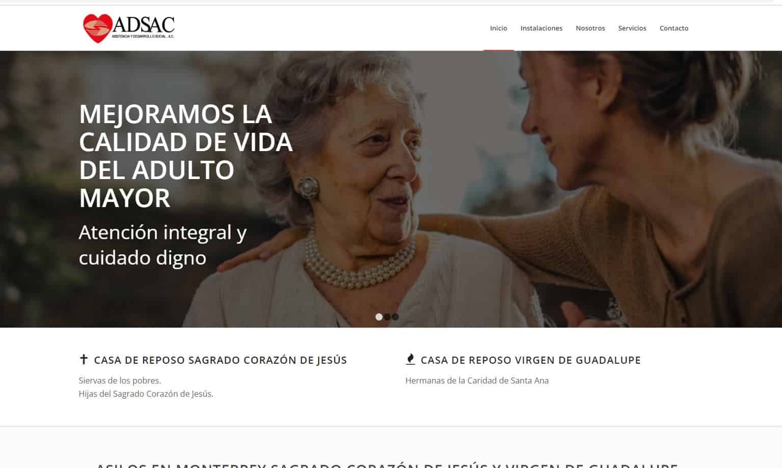One page, página web para Asilo en Monterrey, Diseño web por Claudia Gutiérrez